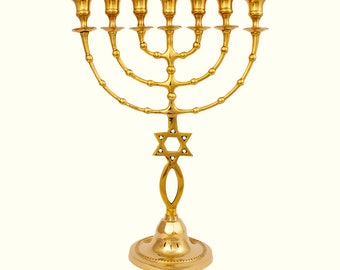 XL Gerusalemme Messianica Menorah 7 ramo made in Israele Menora simbolo regalo da Israele 40 cm,15.8"