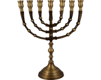 Jerusalem Menorah 7 branch copper made in Israel Judaica  Menora symbol gift from Israel 23cm, 9"