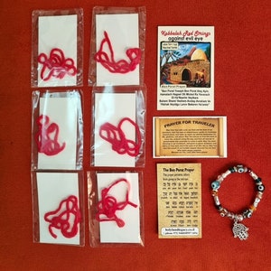 6 Kabala Ben porat yoseph KABALLAH red string Rachel tomb evil eye,  Hamssa bracelet wallet prayer for the travelers
