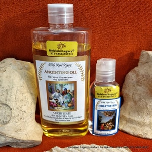 Aceite de unción Holyland Legacy From Jerusalem Israel Incienso, mirra 250 ml 8,45 oz + regalo de agua bendita