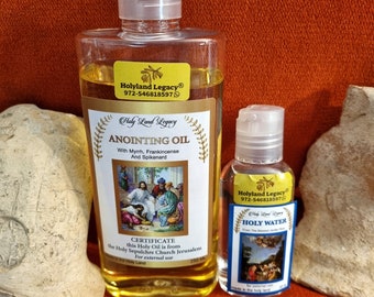 Anointing Oil Holyland Legacy From Jerusalem Israel Frankincense ,Myrrh 250Ml 8.45Oz+Holy water gift