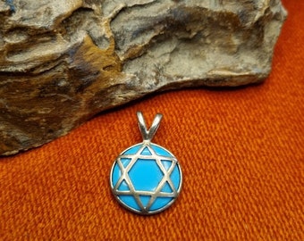 Silver &quot;Star of David&quot; pendant gemstone Magen David made in Israel , Judaica jewelry gift + 5 red string Kabbalah gift