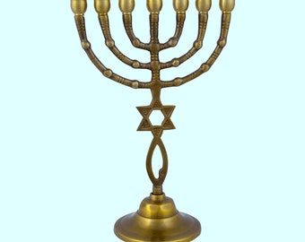 Jerusalem Messianic Menorah 7 branch made in Israel  Menora symbol gift from Israel 33 cm,13"