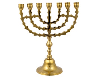 Jerusalem Menorah 7 branch copper made in Israel Judaica  Menora symbol gift from Israel 20cm, 8" Antique or Brass