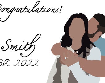 Custom engagement party, bridal shower, or wedding card.