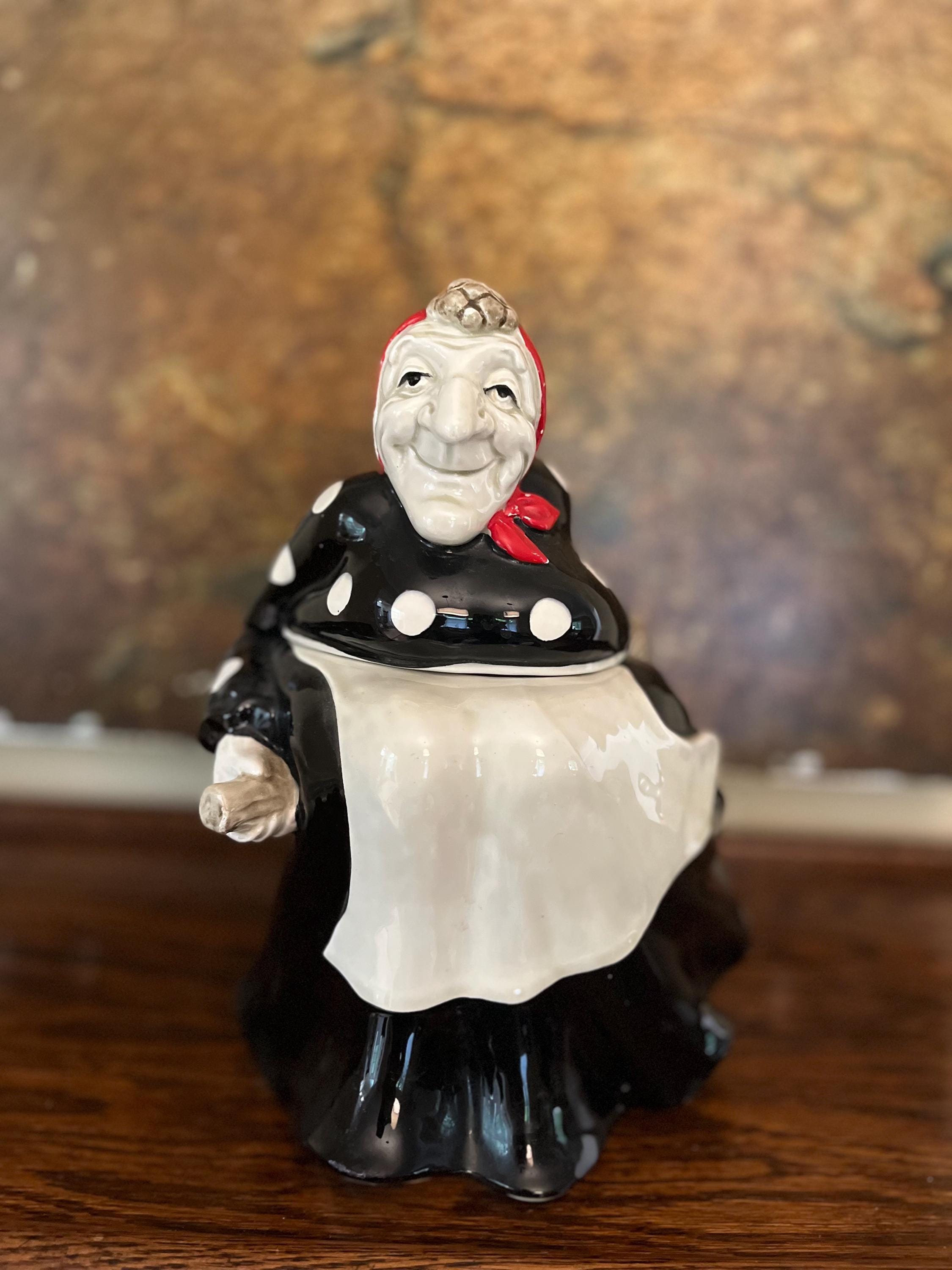 Fitz and Floyd Polka Dot Witch Cookie Jar, 1979 (MCMLXX1X), Made