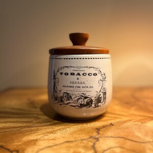 Humidor, Savinelli Vintage Tobacco Jar, Wood and Ceramic, Made in Italy