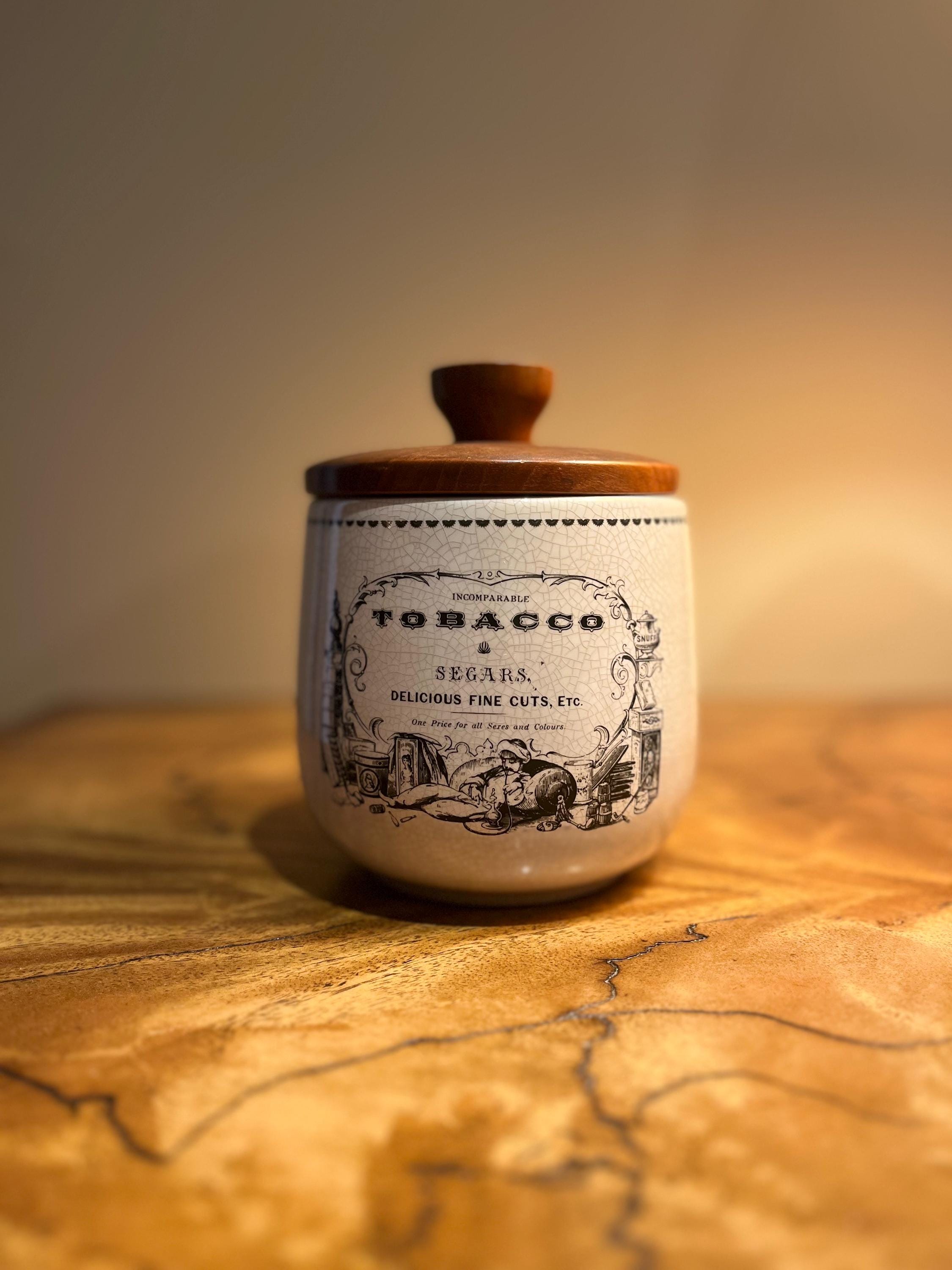 savinelli tobacco jar Humidor, Savinelli Vintage Tobacco Jar, Wood and Ceramic, Made in Italy