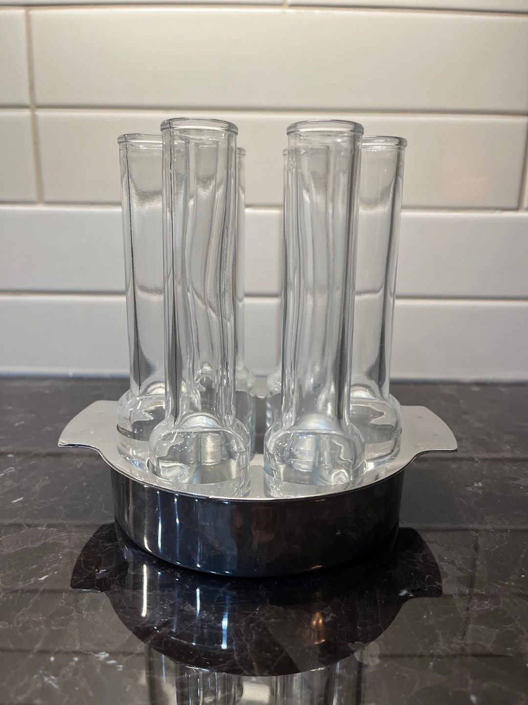 Shot Glass Tray Set, Italian Barware, 6 Beaker Glasses and Metal Tray ...