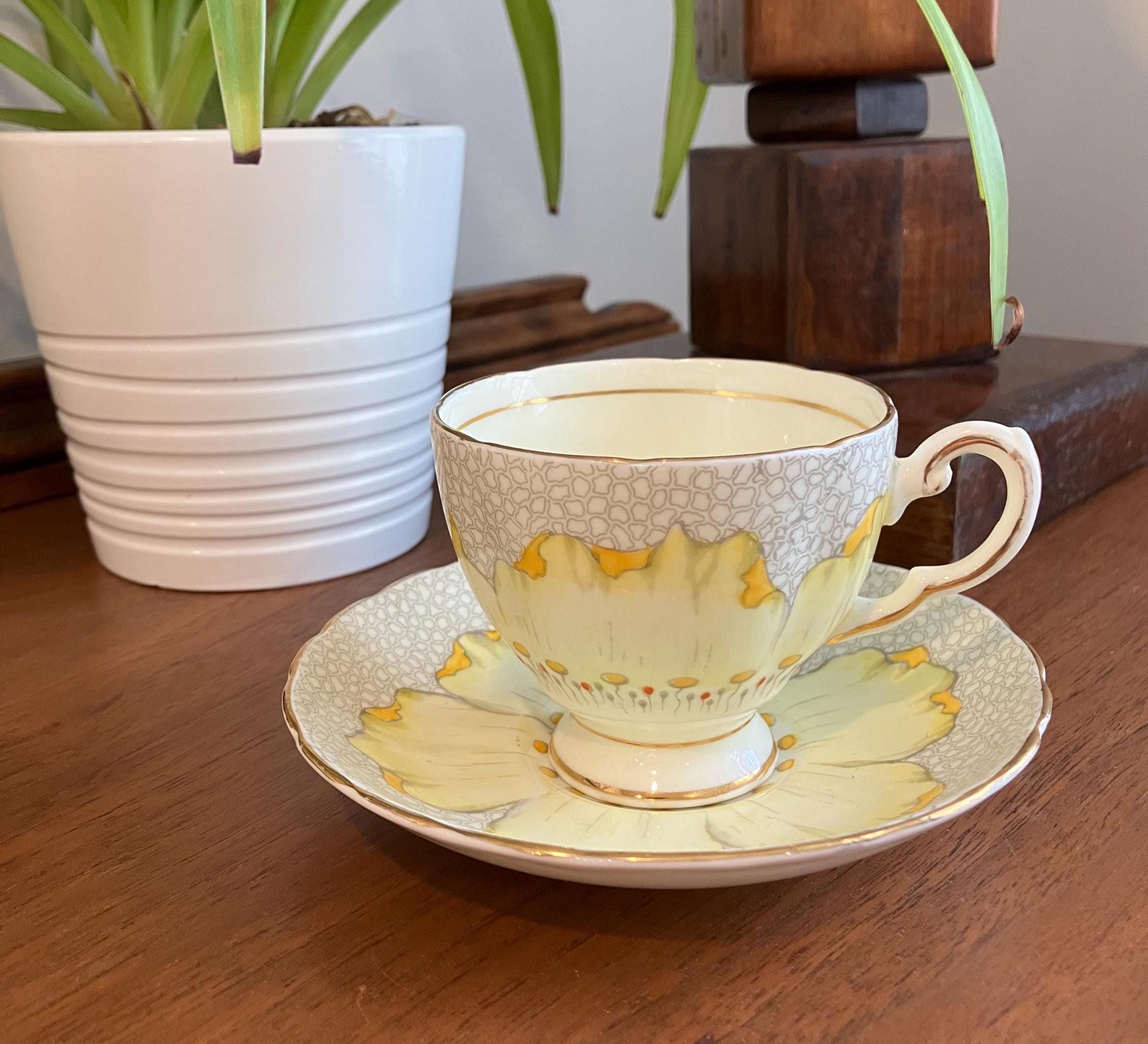 Plant Tuscan China, Made in England, Yellow Poppy Tea Cup and