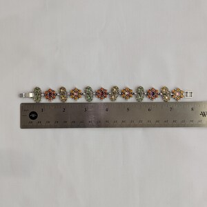 Vintage BRIGHTON "Garden of Eden" Enamel Floral Rhinestone Bracelet, 6.75" - 7" image 16