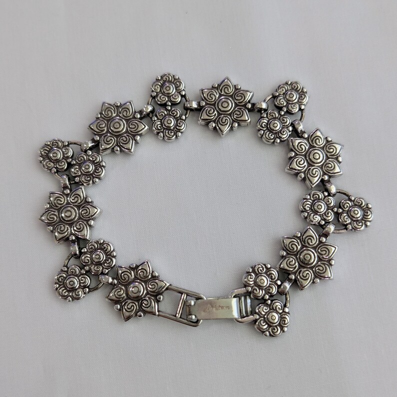 Vintage BRIGHTON "Garden of Eden" Enamel Floral Rhinestone Bracelet, 6.75" - 7" image 6