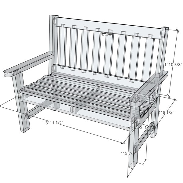 Woodworking Plans for Garden Bench with Mortise and Tenon Joinery