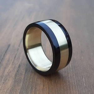 Brass and Ebony handmade ring - UK size S, US size 9 1/8