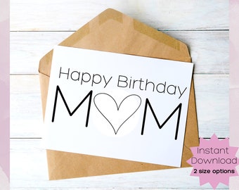 Happy Birthday Mom Printable Card - Etsy