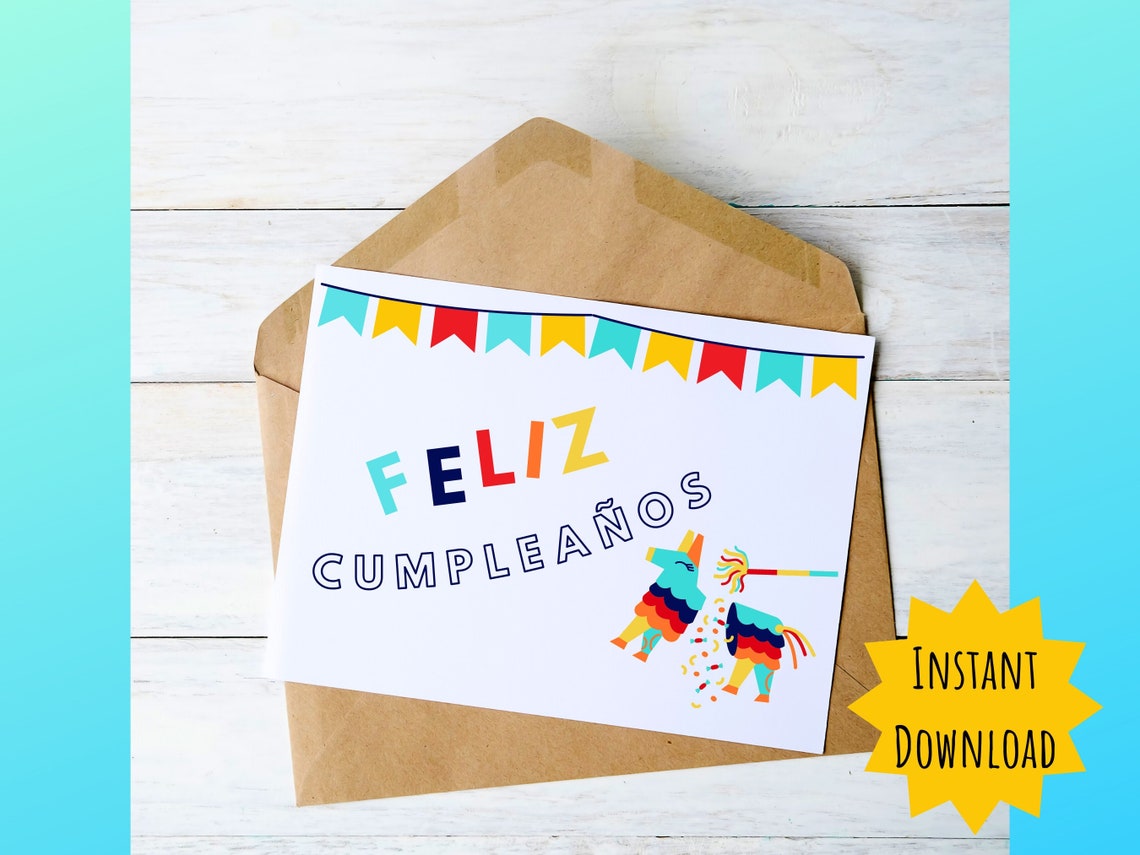 Printable Birthday Card Feliz Cumpleanos Birthday Card - Etsy