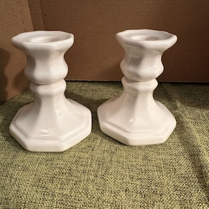 Vintage Pfaltzgraff Heritage White candle holders set of 2