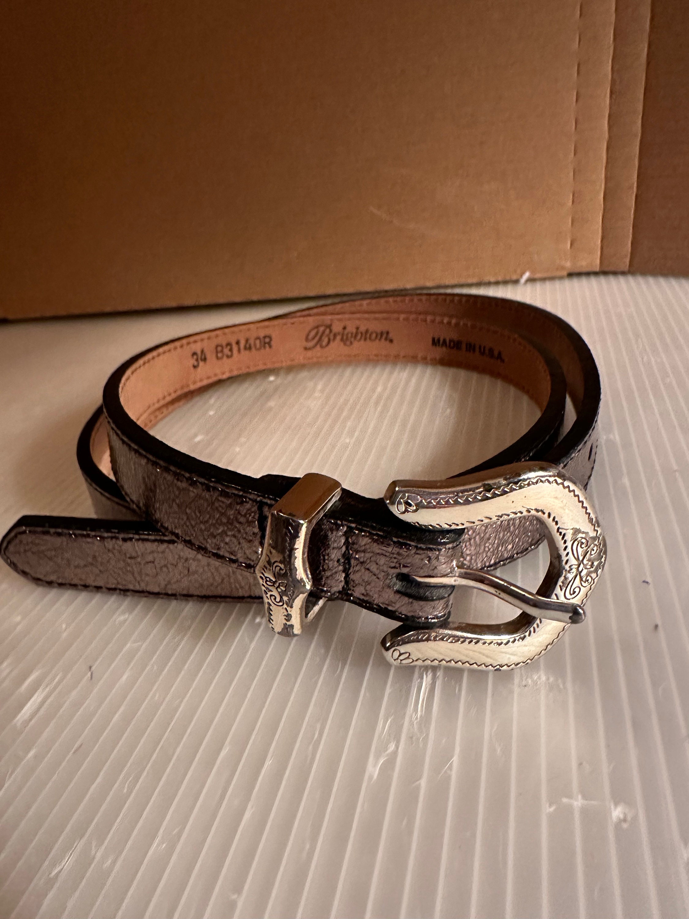 Vintage Brighton Tan Leather Belt with Silver Buckle 1996 1996 Brighton Belt - Etsy main image 3