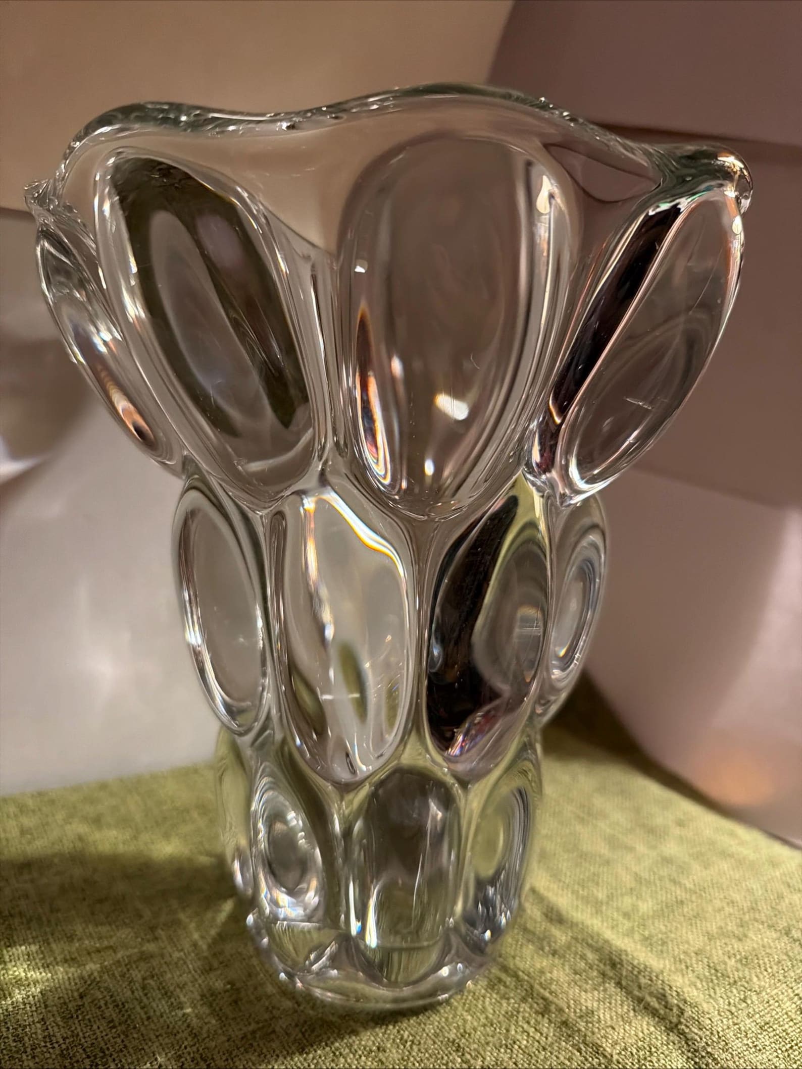 Vannes El Chatel French Crystal Bubble Vase 1950’s