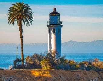 Point Vicente Lighthouse Coastal Art Print Palos Verdes Peninsula lighthouse California Sunrise Canvas Print Metallic Landmark Wall Art Home