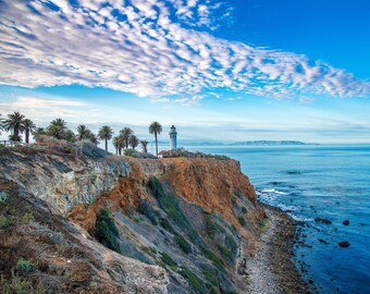 Point Vicente Lighthouse Coastal Art Print Palos Verdes Peninsula lighthouse California Sunrise Canvas Print Metallic Landmark Wall Art Home