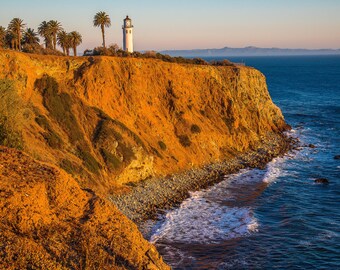 Point Vicente Lighthouse Coastal Art Print Palos Verdes Peninsula lighthouse California Sunrise Canvas Print Metallic Landmark Wall Art Home