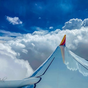 Reflections Southwest Airlines Storm Clouds Airplane Window Seat Airplane Art Print Canvas Metallic Bedroom Office Wall Art Home Decor
