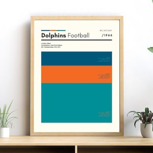 Miami Football Print, NFL Dolphins, Dolphins  Football Poster, Miami Dolphins Minimalist Print, Sports Art Print, Gift for Him