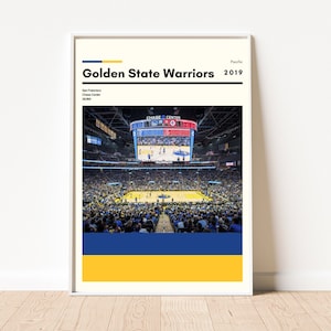 Póster de los Golden State Warriors / Impresión del Chase Center / Póster deportivo para dormitorio / Póster del estadio de la NBA / Arte moderno / Regalo de baloncesto