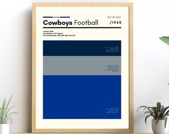 Dallas Cowboys Football Poster, Minimalist Sports Art Print