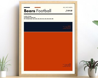 Chicago Bears Football Color Swatch Art Print | NFL Gift
