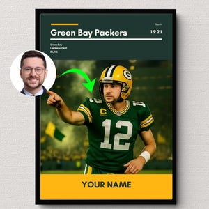 affiche des emballeurs de Green Bay | Impression NFL personnalisée avec échange de visages (fichier numérique)