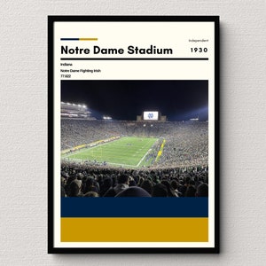 Notre Dame Fighting Irish Poster | Notre Dame Stadium Print |  Notre Dame art | College Dorm Print | Football Gift | university football