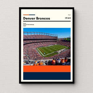 Denver Broncos Poster | Mile High Stadium Print | NFL Stadium Print | NFL Dorm Print | Football Gift | Colorado print