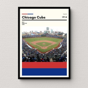 Chicago Cubs Poster | Wrigley Field Print | MLB Stadium Print | MLB Dorm Print | Sports Art | Baseball Gift for Him | Valentines day gift