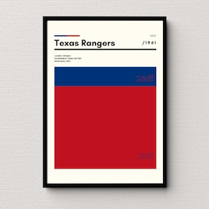 Texas Rangers  Poster | Texas Rangers Print | MLB Minimalist Print | MLB Dorm Print | Man Cave | Baseball Gift for Him