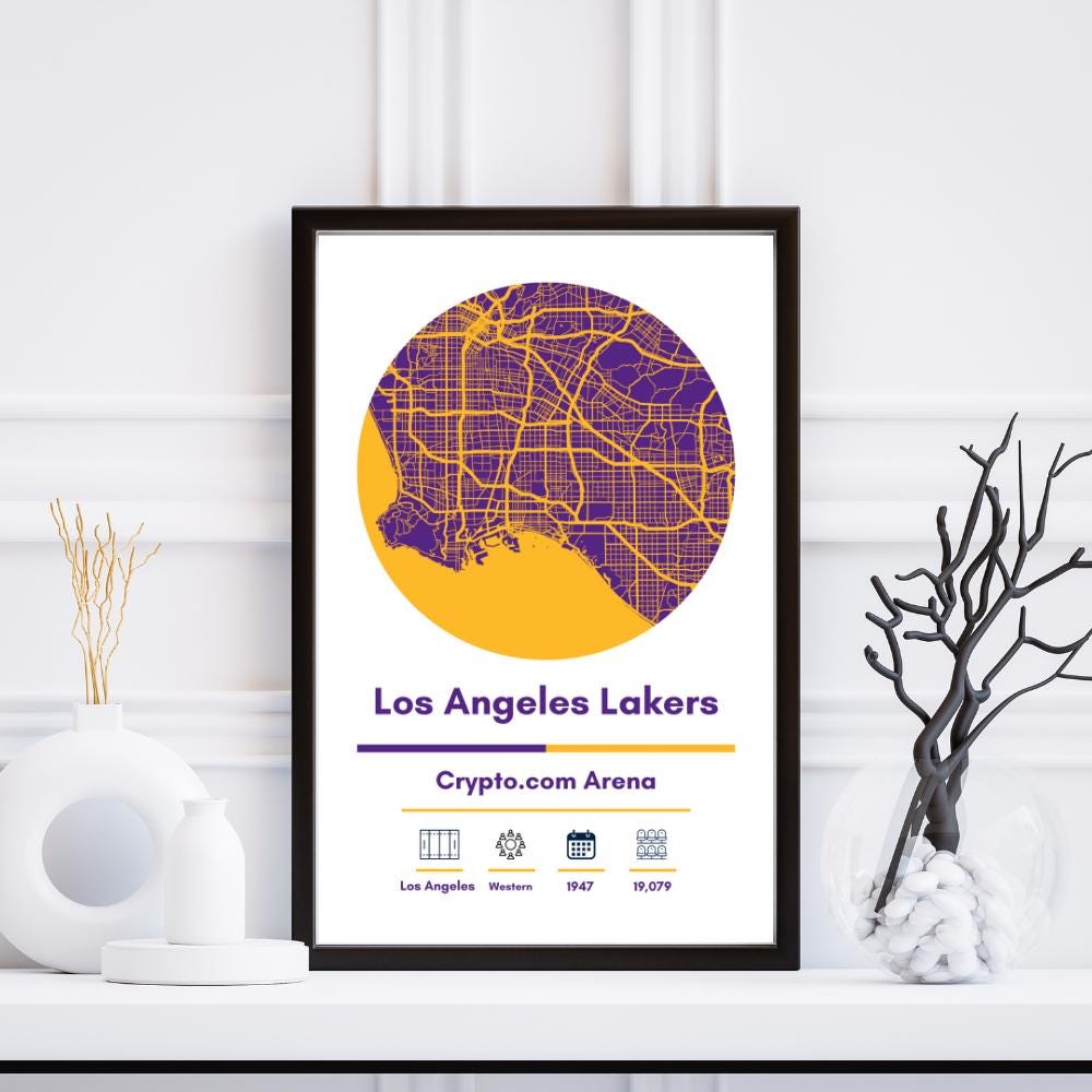 Mapa del estadio Crypto.com de Los Angeles Lakers / Póster de la NBA  (impresión digital) - Etsy España