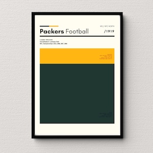 Green Bay Packers Poster | Packers Print | NFL Football Decor | NFL Dorm Print | Man Cave | Football Gift for Him