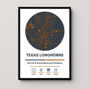 Texas Longhorns Print | Darrell K Royal Texas Memorial Stadium Print | College Print | Football Gift | NCAA | university football