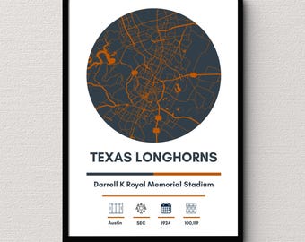 Impression d'art du stade Texas Longhorns | Cadeau football NCAA (numérique)