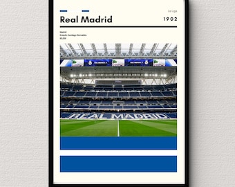 Poster del Real Madrid / Stampa dello stadio Santiago Bernabeu / Stampa del Real Madrid / Poster di calcio / Regalo di arte murale di calcio / Decorazione della camera da letto sportiva