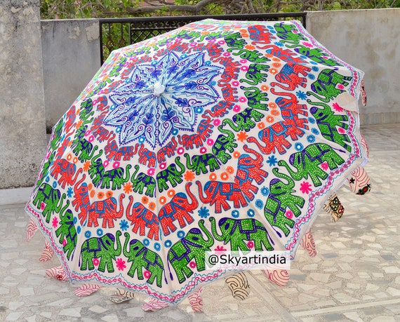 Leeds nood Aanvankelijk Decorative Garden Parasol Umbrella With Elephant Indian Hippie - Etsy