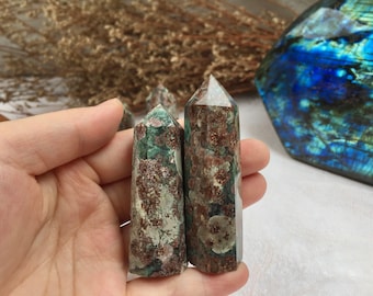 Green Flower Agate Tower,Green Flower Agate Point,Crystal Tower/Wand,Healing Crystal,Reiki Chakra Stone,Home Decor,For GiftA gift for mom