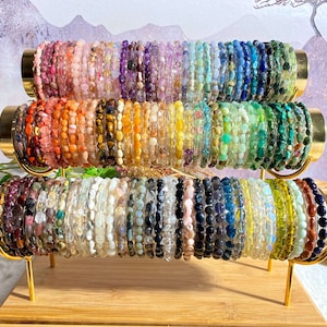 Crystal bracelet tumbled stretch healing gift for her for women No.1-70A gift for mom