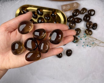 Smoky Quartz Tumbled Stones: Handmade Healing Crystals, Meditation Rocks
