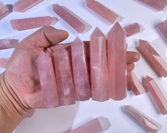 Natural Rose Quartz Tower, Healing Crystal Point, 1.5''-6'' - Promote Love, Emotional Healing & BalanceA gift for mom