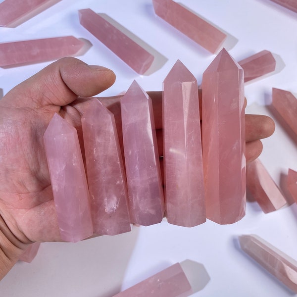 Natural Rose Quartz Tower, Healing Crystal Point, 1.5''-6'' - Promote Love, Emotional Healing & BalanceA gift for mom