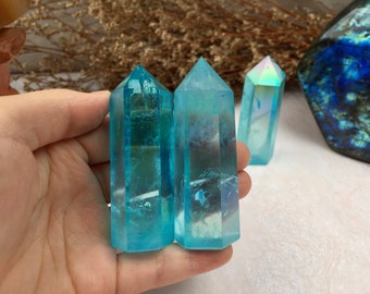 Aura Blue Quartz Tower: Stunning Obelisk for Home Decor, Meditation, and Spiritual BalanceA gift for mom