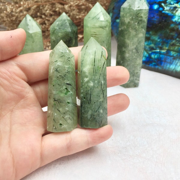 Prehnite Tower，Prehnite Point，Crystal Tower/Wand，Healing Crystal，Reiki Chakra Stone，Home Decor，For GiftA gift for mom