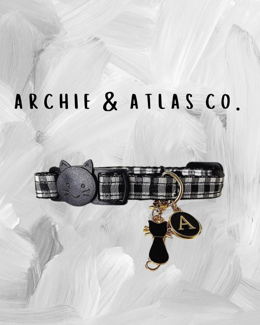 Cat Collar Black and White Cat Collar Gingham Spring Breakaway Collar Archie Etsy